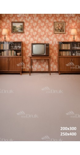 Tło fotograficzne „Retro salon z kwiatową tapetą i telewizorem” | 3826